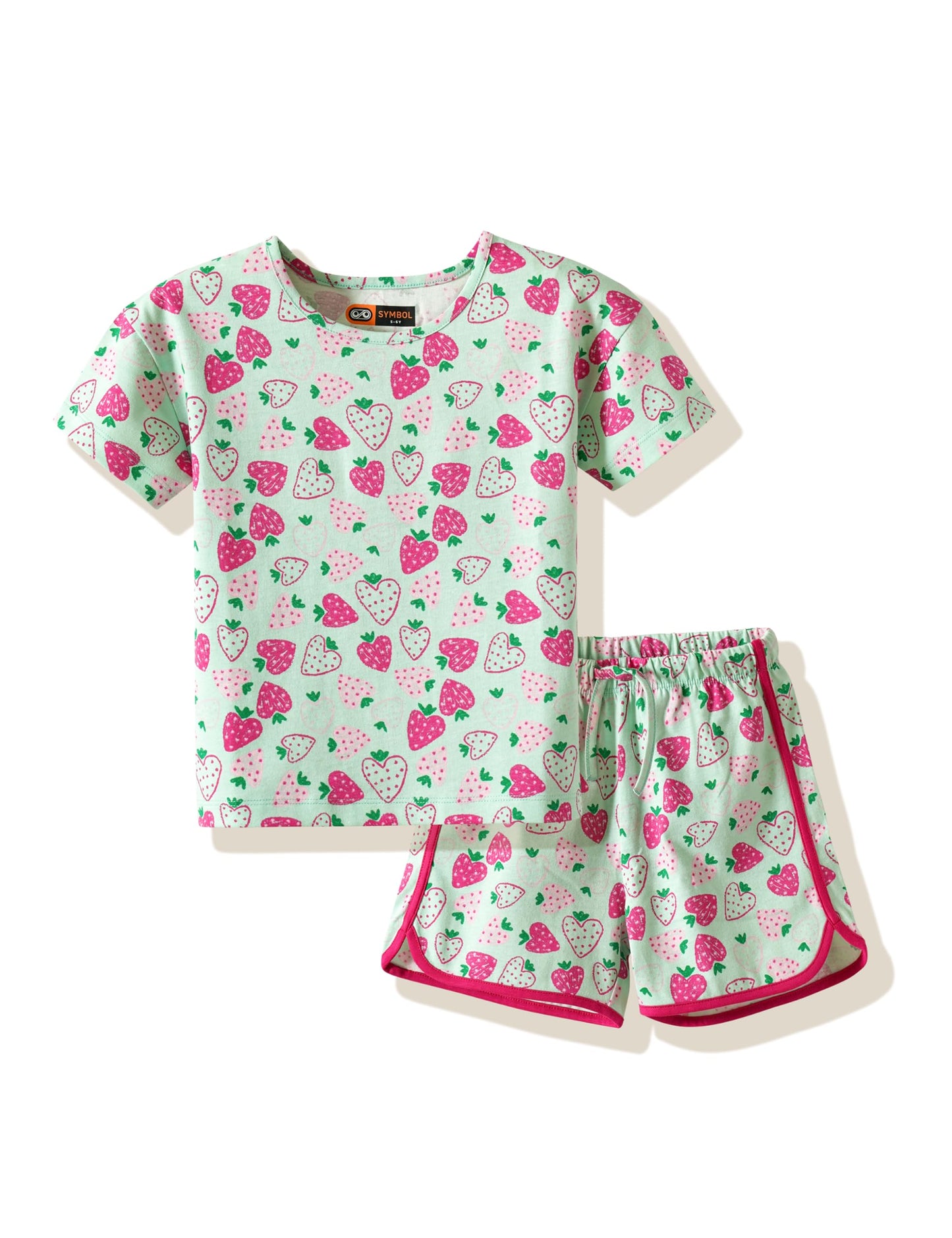 Amazon Brand  Symbol Girls Night Dress | 100% Cotton TShirt & Shorts Set | Age 214 Years (SKSLGSS2601 (214 yrs)_IGRNAOP_2