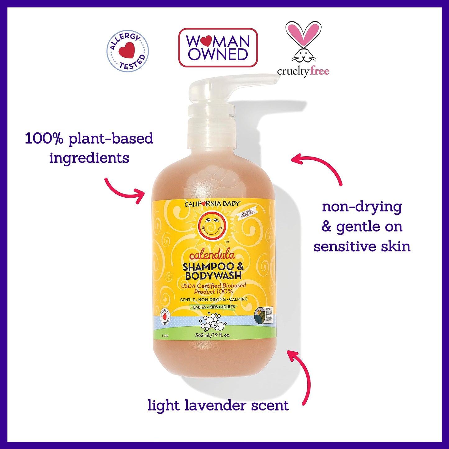 California Baby Calendula Shampoo And Body Wash | 100% Plant-Based | Allergy Friendly | Soothing Baby Soap And Toddler Shampoo F