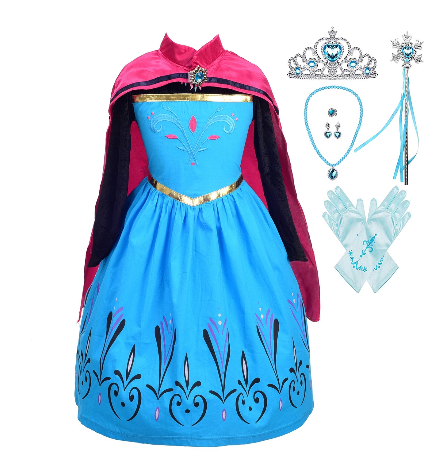 Lito Angels Girls Princess Coronation Costumes Halloween Birthday Fancy Party Dress Up with Accessories Size 7-8 Blue 136