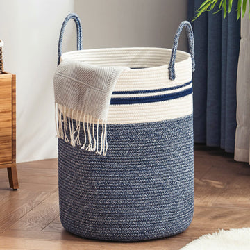 Woven Rope Laundry Hamper Basket by YOUDENOVA, 58L Tall Luandry Basket, Baby Nursery Hamper for Blanket Storage in Bedroom-Large