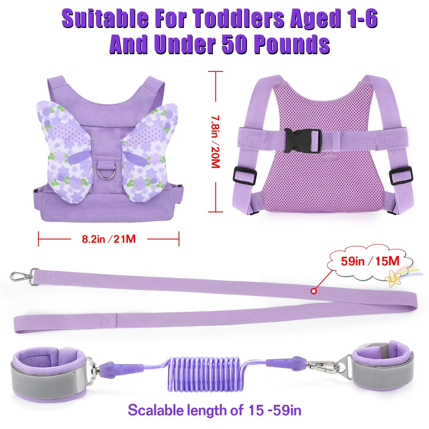 Toddlers Leash + Anti Lost Wrist Link Child Kids Safety Harness Kids Walking Wristband Assistant Strap Belt For Girl Pink Christ