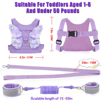 Toddlers Leash + Anti Lost Wrist Link Child Kids Safety Harness Kids Walking Wristband Assistant Strap Belt For Girl Pink Christ
