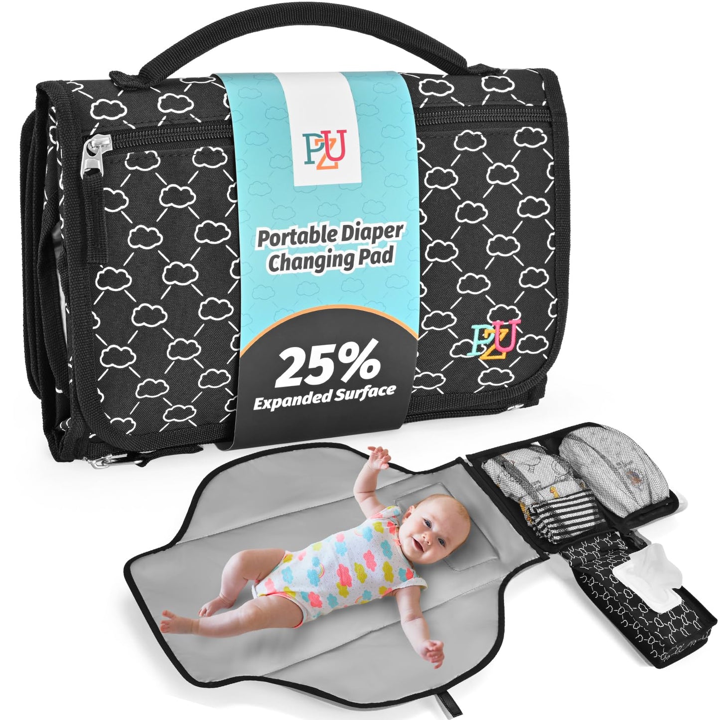 Portable Diaper Changing Pad - Changing Pad Portable with Wipes Pocket, Waterproof Diaper Changing Mat, Portable Changing Pad fo