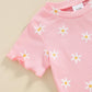 Kupretty Toddler Baby Girl Summer Clothes Ruffle Ribbed Knit Short Sleeves T-Shirt Tops + Shorts Cute Outfits Set (T-Pink Floral