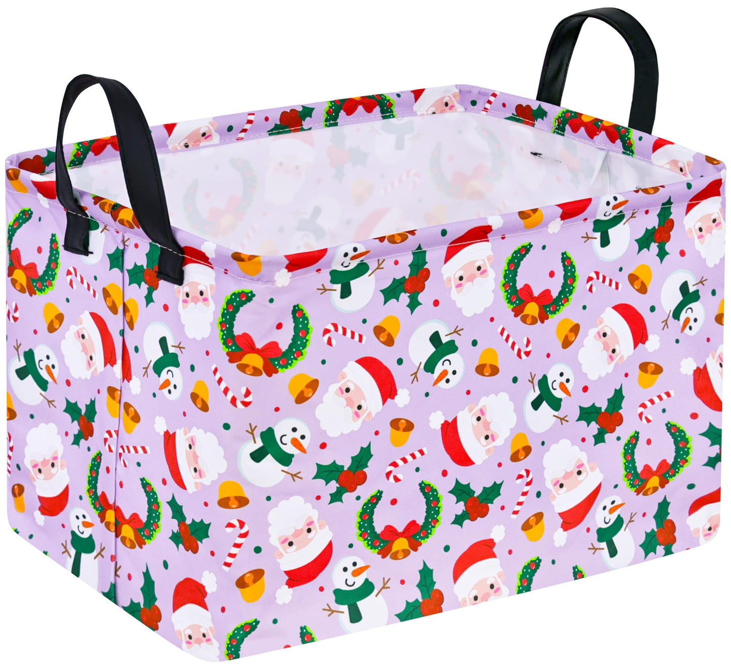 VAIVUSTO Christmas Gift Basket for Gifts Purple Santa Claus Nursery Hamper Collapsible Storage Bin Waterproof Kids Toy Box Book 