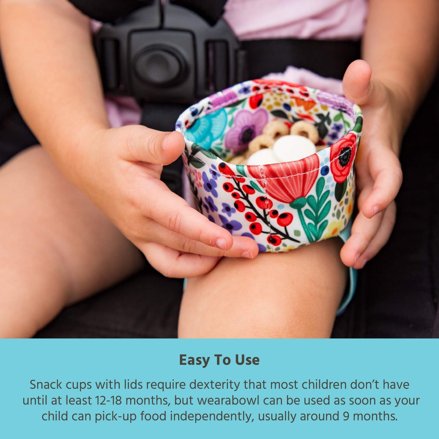 Wearabowl Baby Toddler Snack Bowl Cup With Strap Secures To A Child'S Thigh When Seated In A Stroller Or Car Seat, Ladybug Love