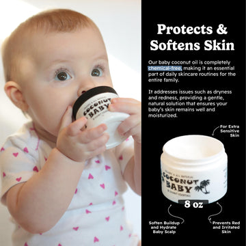 Coconut Essentials Coconut Baby Oil, Natural & Organic Moisturizer For Newborn Sensitive Skin, Eczema & Psoriasis Relief, Hair O