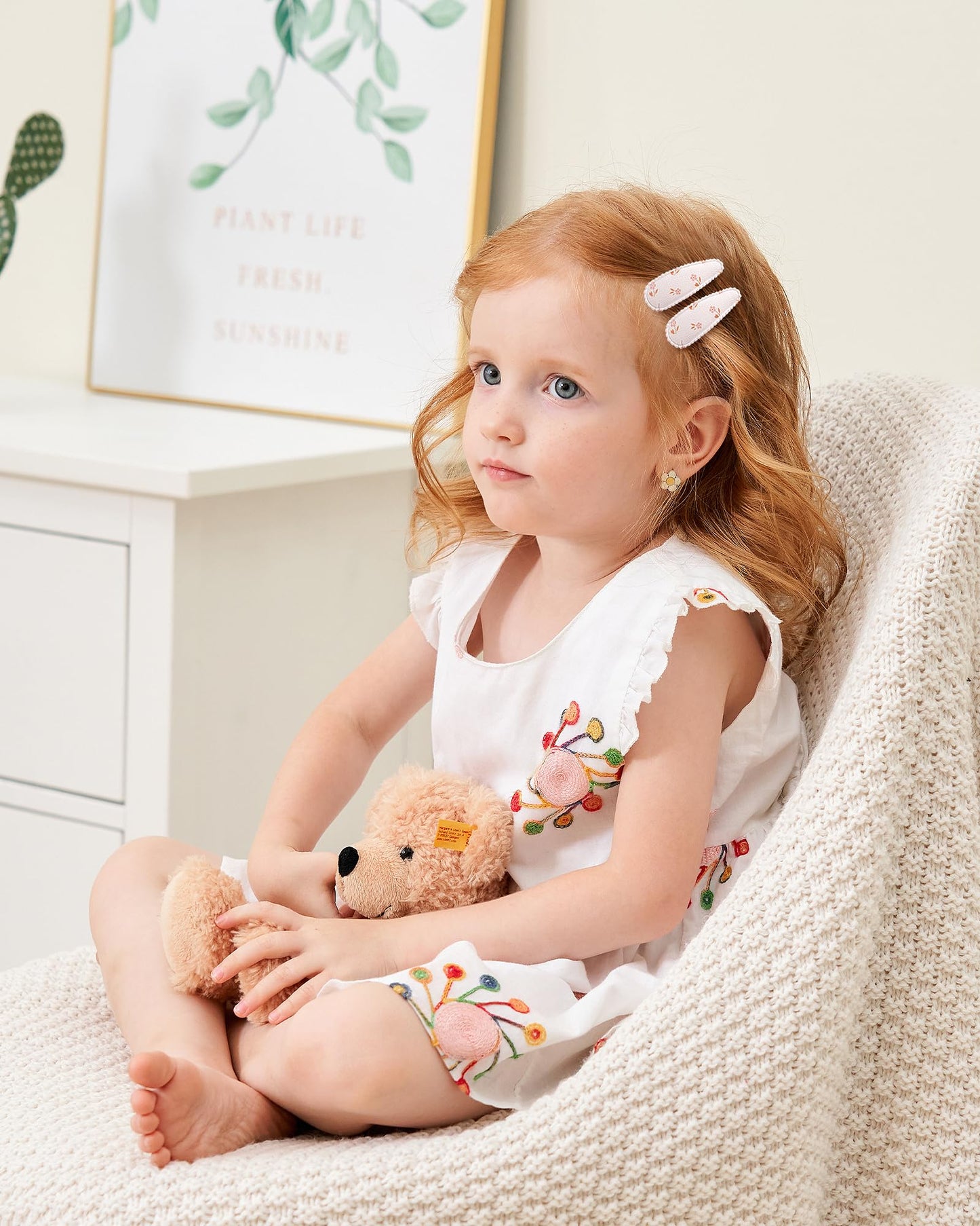 Doboi 40Pcs Toddler Hair Clips Baby Girl Hair Bows Clips Floral Print Non Slip Wrapped Snap Heart Shaped Hairpins Flower Clips F