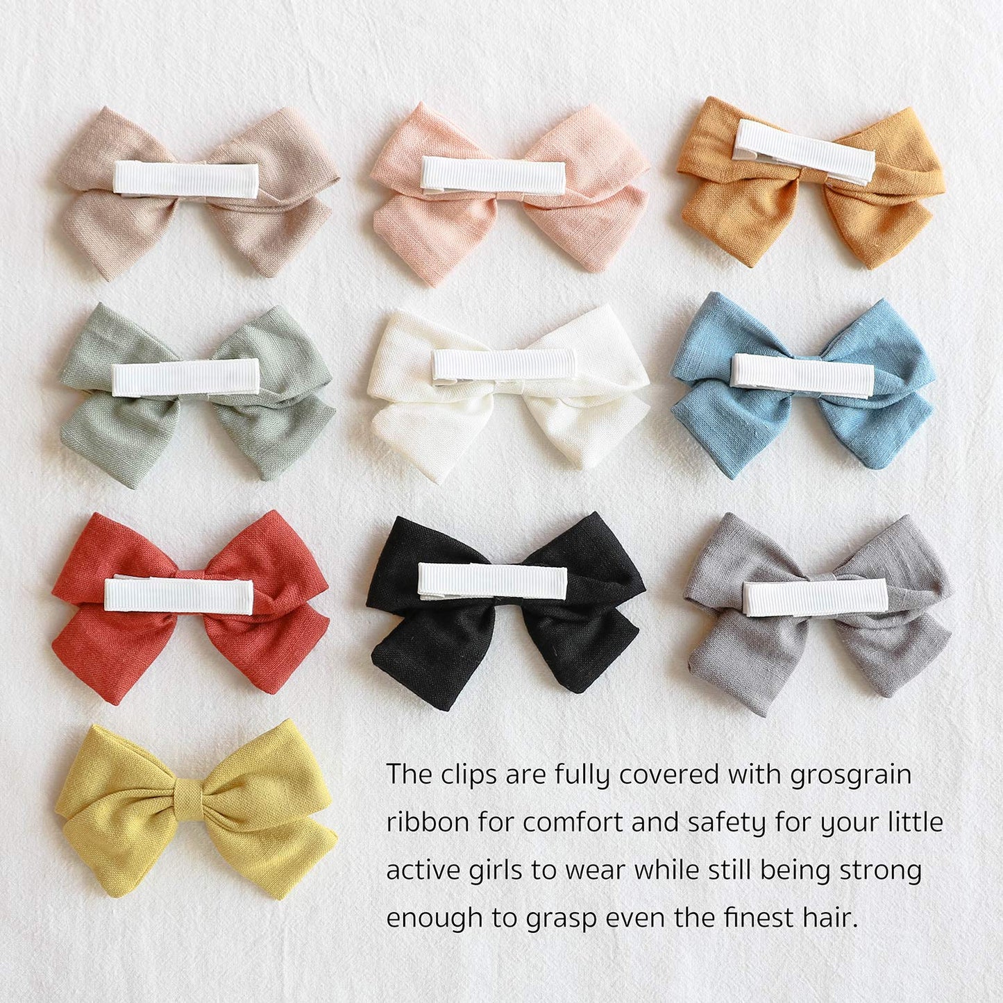 Baby Girl Hair Clips Bows Barrettes 10 Pack Fully Lined Alligator Clip 3.4 Inch Hair Accessories For Little Girls Toddler Kids C