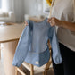 mushie Long Sleeve Baby Bib | Mess Free & Waterproof Fabric for Toddlers | Adjustable Fit for Ages 6-24 Months (Tradewinds)