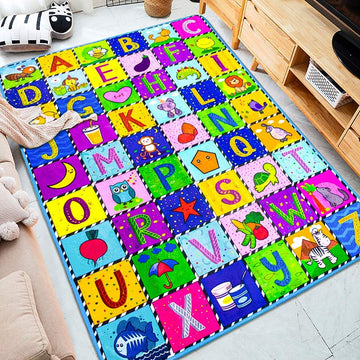 Teytoy Baby Cotton, Crawling Mat Super Soft Carpet Plush Surface Non-Slip Design,Floor Playmat For Kids Area Rugs Learning Alpha