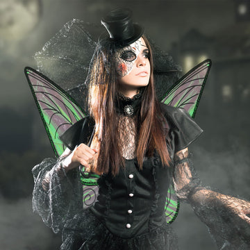 U-Zomir Fairy Costume Wings For Women Girls, Sparkle Black Fairy Butterfly Wings Halloween Costume Dress Up Christmas Birthday P