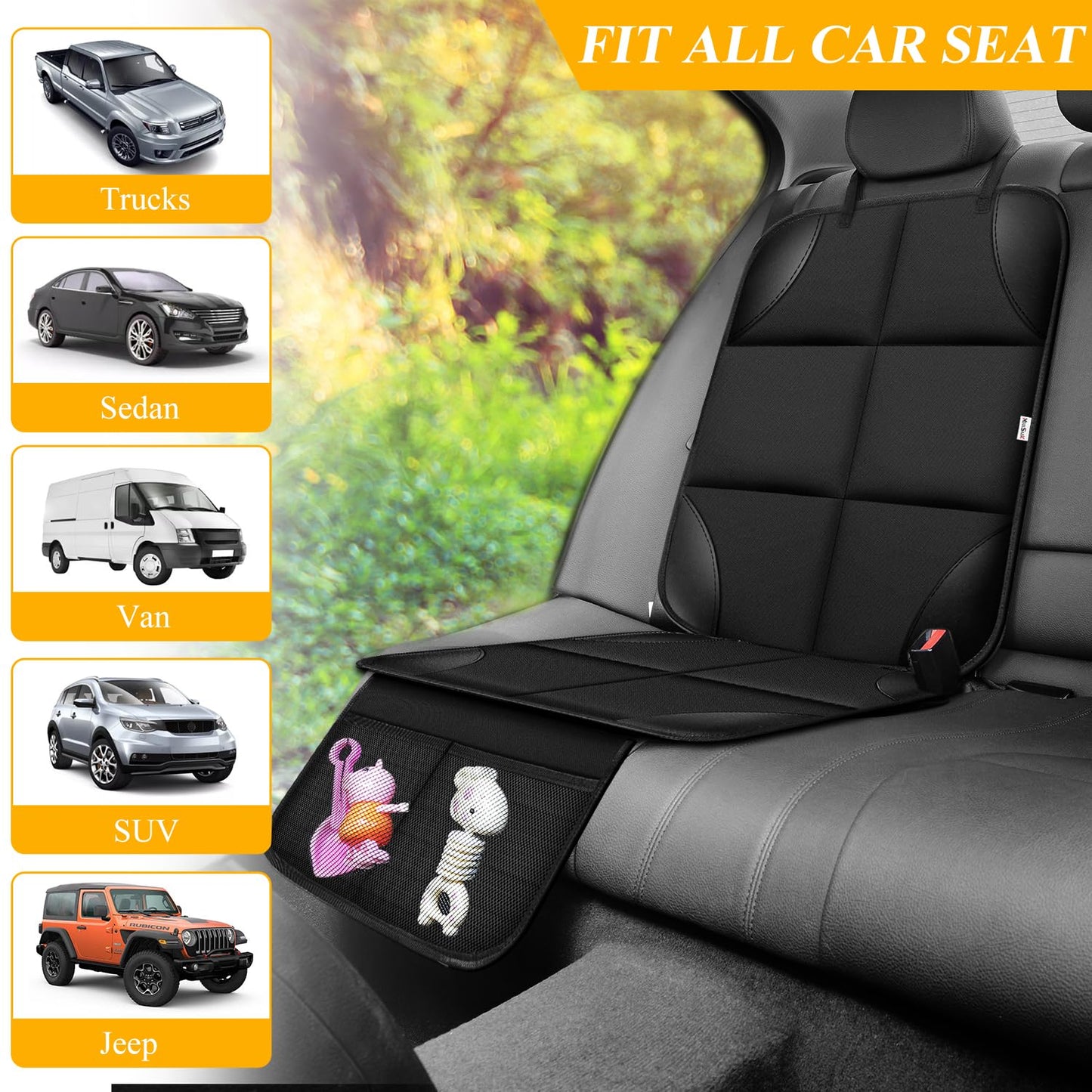 Meolsaek Car Seat Protector For Child Car Seat, 600D Fabric Waterproof Car Seat Cover With Non-Slip Backing, Seat Protector Unde