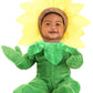 Fun Costumes Infant Sunflower Halloween Costume Jumpsuit, Hood, Zipper Closure, Diaper Access Funny Baby Flower Outfit - Green