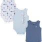 Calvin Klein Boys' 3 Pieces Pack Bodysuit, Ventana Blue/Silver Sand, 12M