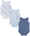 Calvin Klein Boys' 3 Pieces Pack Bodysuit, Ventana Blue/Silver Sand, 12M