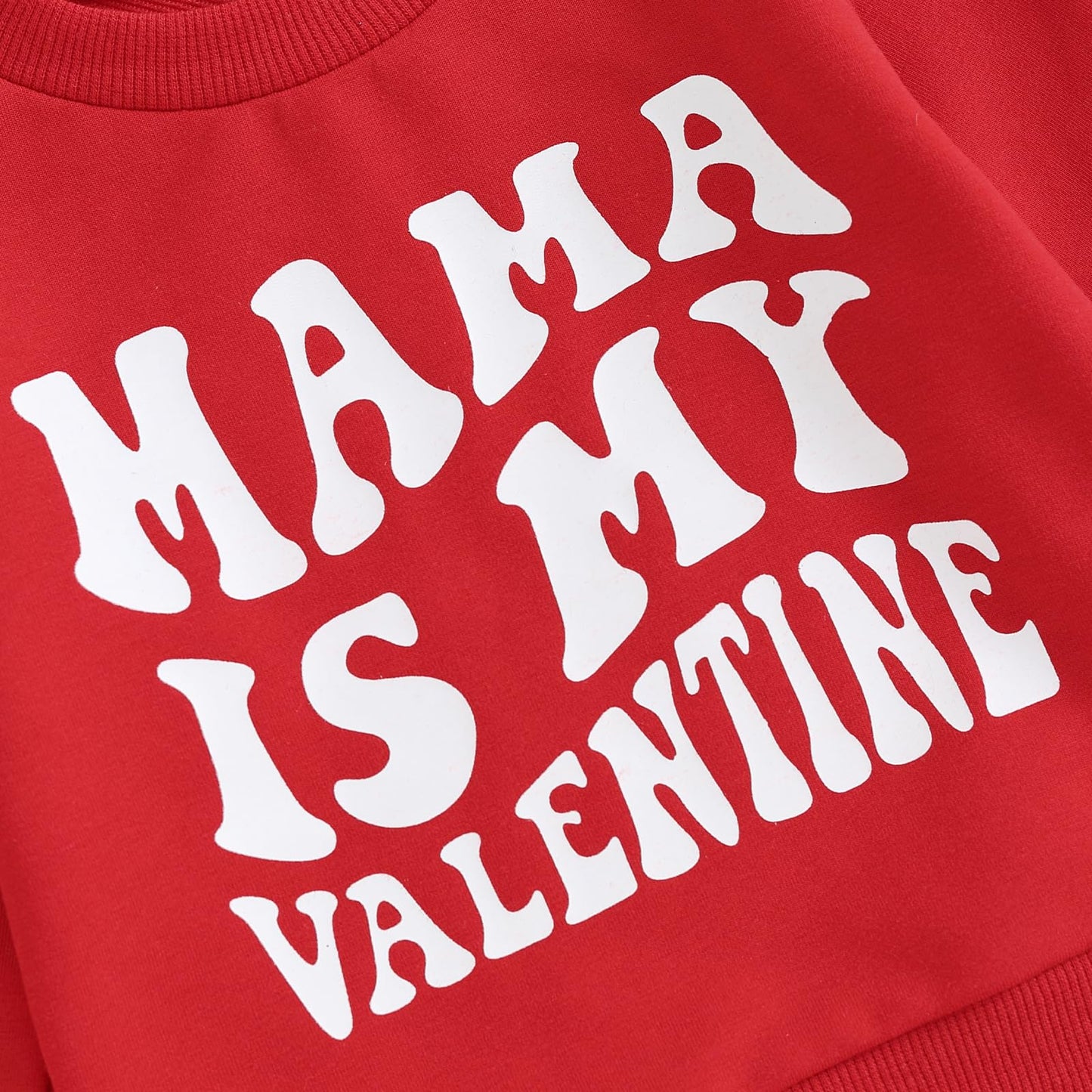Infant Baby Boy Valentine'S Day Outfit Mama Is My Valentines Clothes Print Shirts Crewneck Sweatshirt Jogger Pants (Red - Mama I