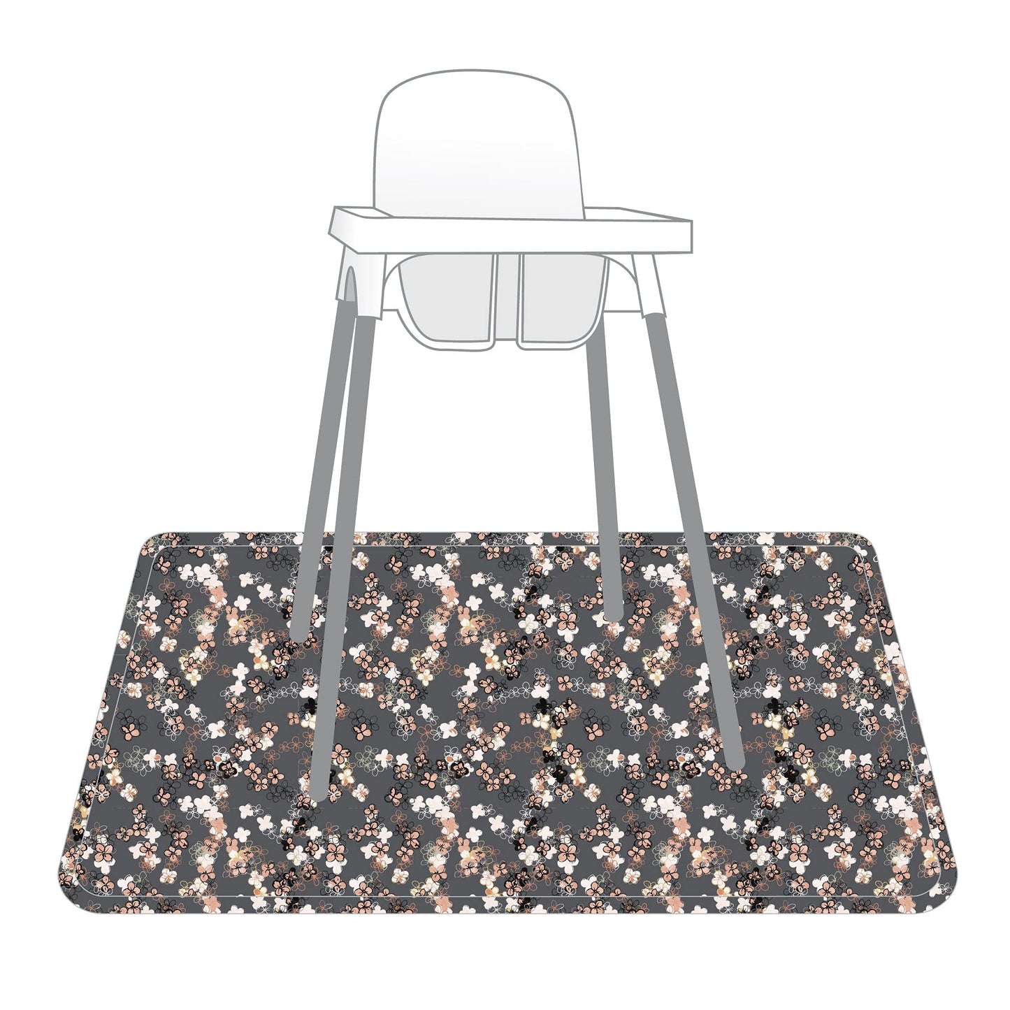 Bapronbaby Ditsy Floral Splash Mat - Waterproof Catch-All For Under High Chairs, Floors, Tables, Playtime Or Arts & Crafts - Mac