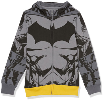 Dc Comics Boys Batman Cosplay Zip-Up Hoodie With Cape - 4-20 Sweatshirt, Black, 8 Us