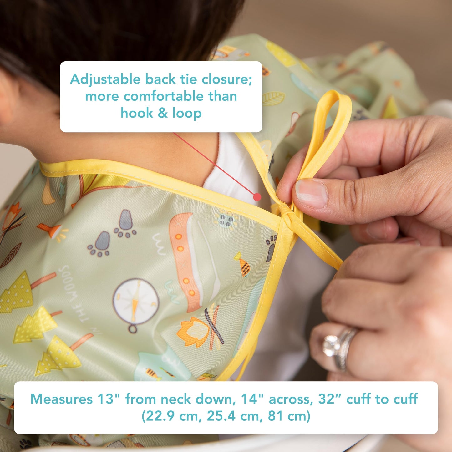Bumkins Sleeved Bib For Girl Or Boy, Baby And Toddler For 6-24 Mos, Essential Must Have For Eating, Feeding, Baby Led Weaning, L