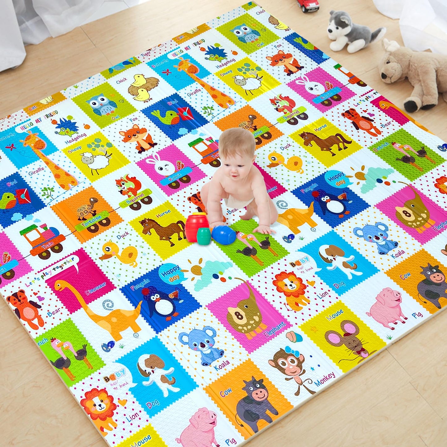 Baby Play Mat 79 '  71 ', Mergren Extra Large Foldable Foam Floor Play Mat For Babies Xpe Waterproof Crawling Mat, Anti-Slip,T