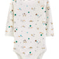 Simple Joys By Carter'S Mens 5-Pack Long-Sleeve Bodysuit (Infant) Bears/Animals Green/Stripes 12 Months (Infant) One Size