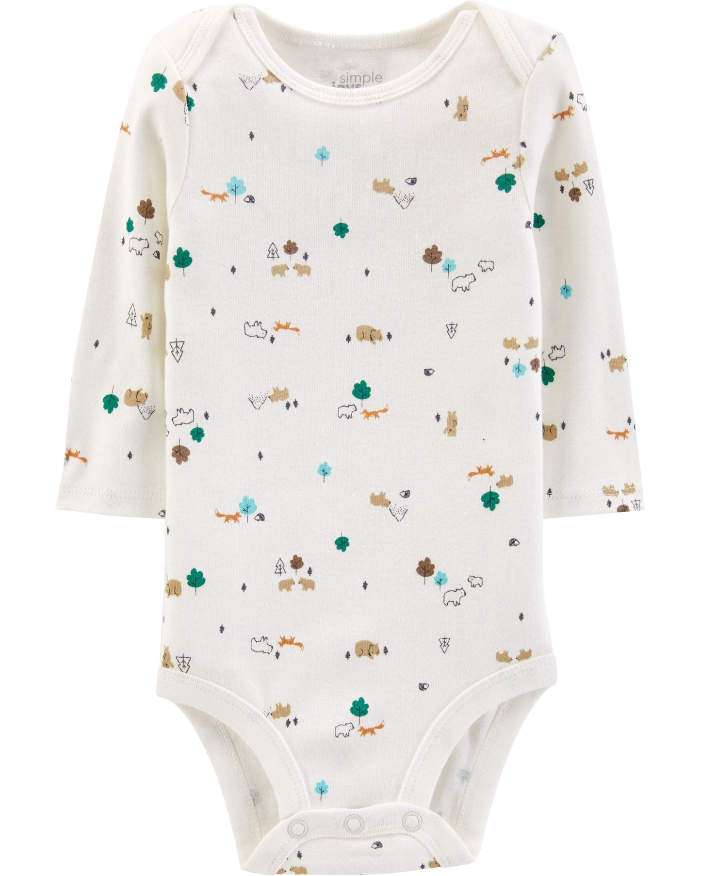 Simple Joys By Carter'S Mens 5-Pack Long-Sleeve Bodysuit (Infant) Bears/Animals Green/Stripes 12 Months (Infant) One Size