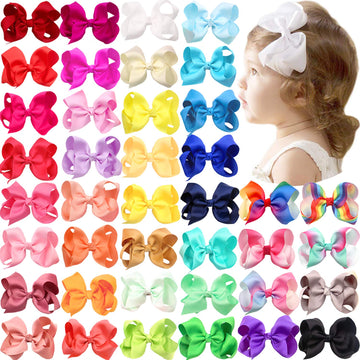 C  Llot 40 Pieces 4.5 Inch Hair Bows For Girls Clips Grosgrain Ribbon Boutique Hair Bow Alligator Clips For Girls Teens Toddlers