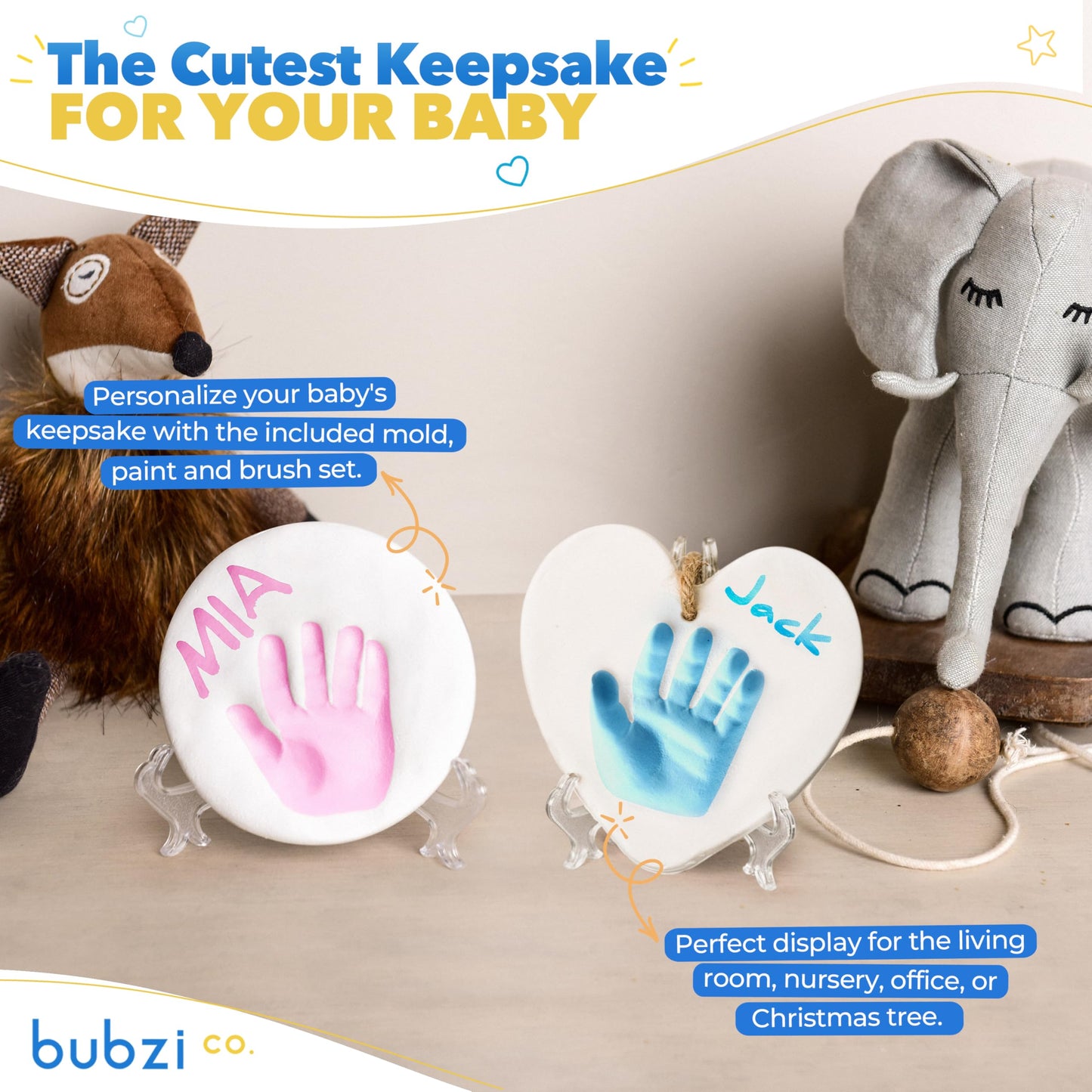 Bubzi Co Baby Keepsake Ornament - Baby Hand And Footprint Kit - Newborn Keepsake Ornament For Personalized Baby Gifts & Nursery