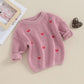 Baby Girl Cute Long Sleeve Crew Neck Love Embroidery Sweater Toddler Valentine Day Outfits (Rose Pink Heart, 9-12 Months)