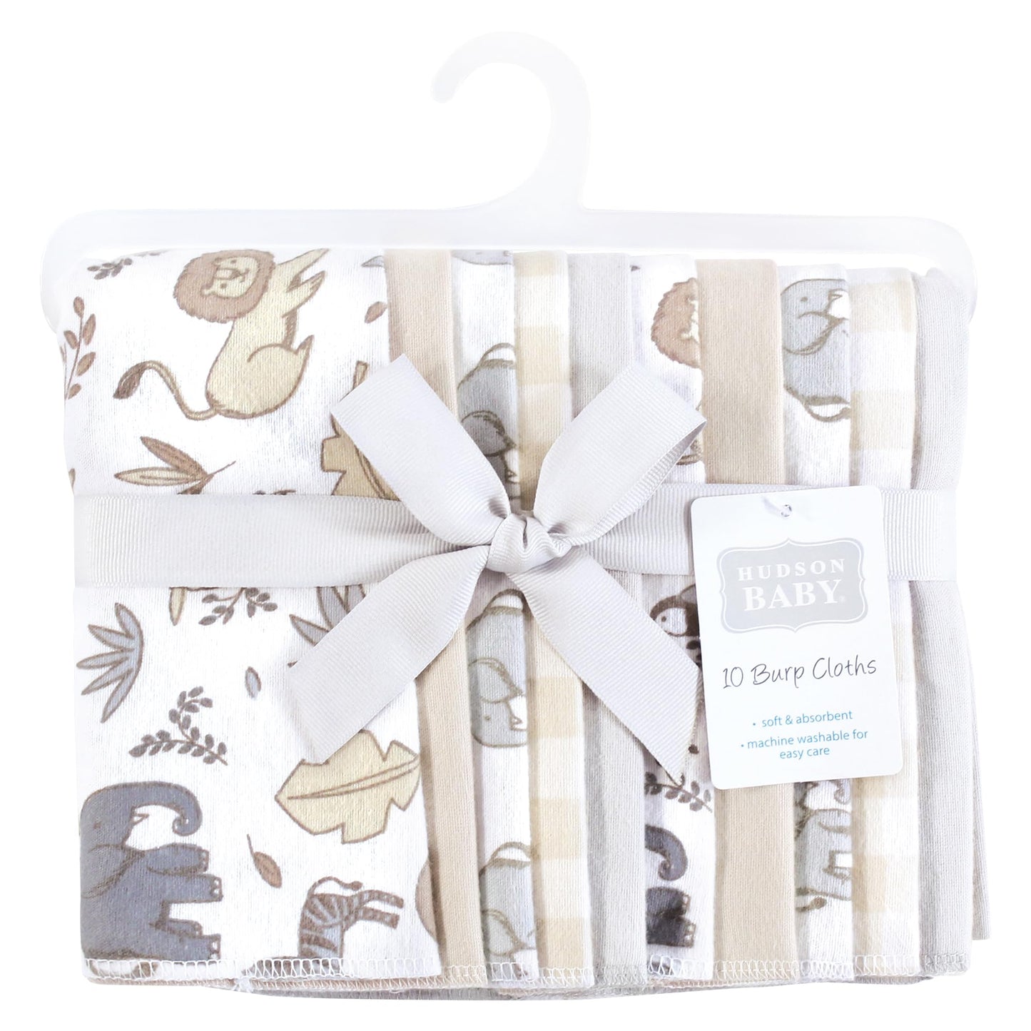 Hudson Baby Unisex Baby Flannel Burp Cloth 10Pk, Neutral Safari, One Size
