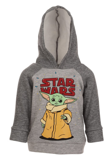 Star Wars The Mandalorian Grogu Little Boys Fleece Pullover Hoodie Gray 7-8
