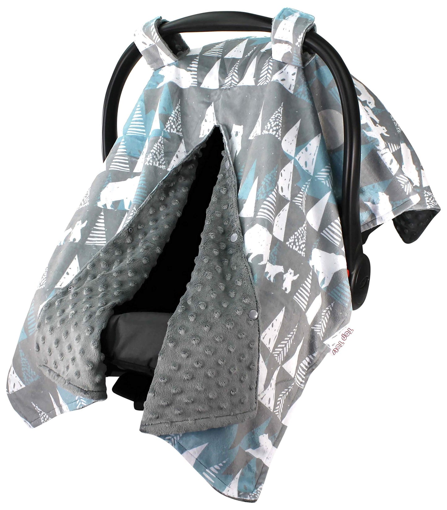 Baby Car Seat Canopy Cover - White Bear And Trees