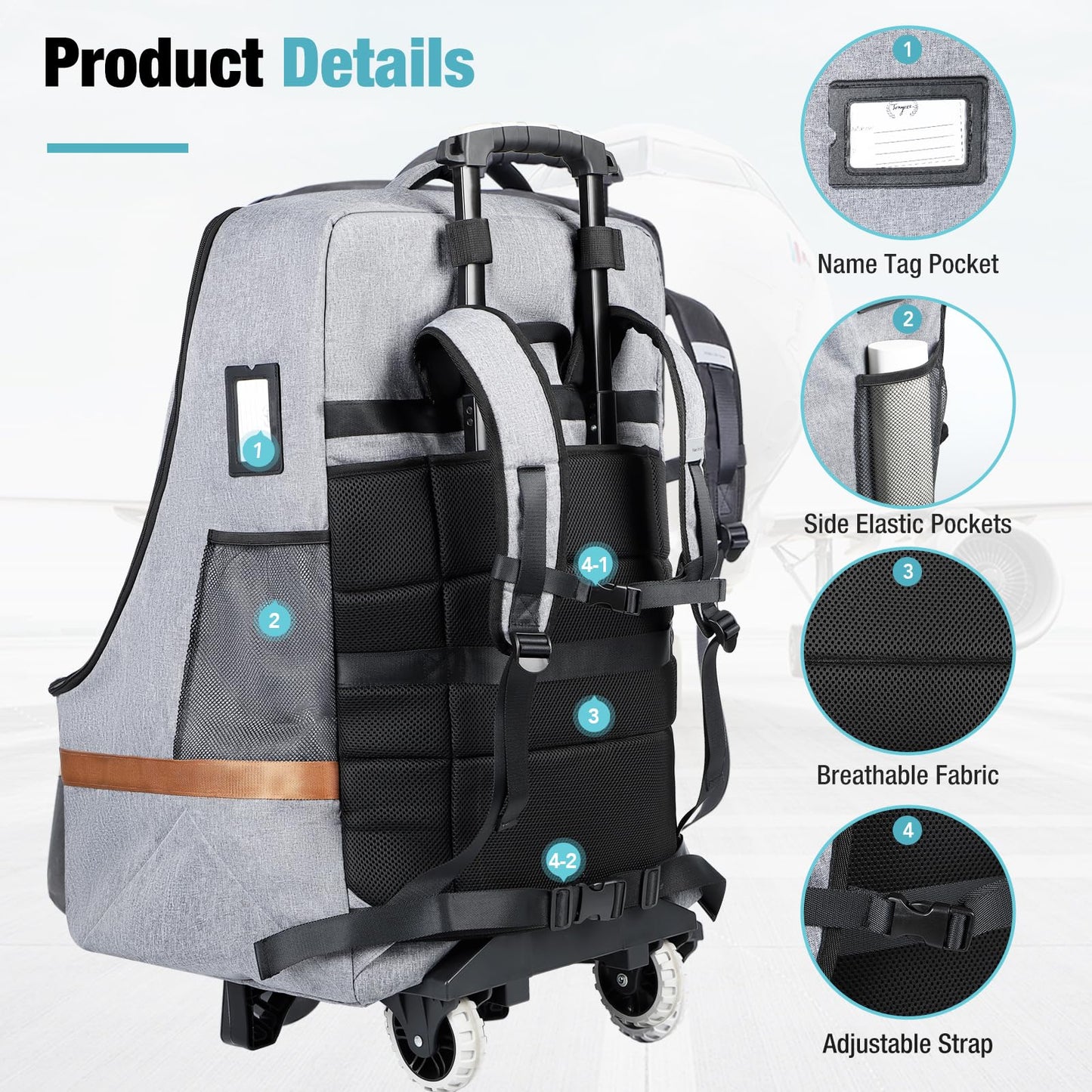 Tonyeee Upgraded Car Seat Travel Bag With Wheels, Car Seat Bags For Air Travel, Car Seat Storage Bag With Foldable Trolley, Padd