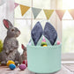 Easter Bunny Basket Seersucker Egg Bags For Kids,Personalized Candy Egg Basket Rabbit Print Buckets With Fluffy Tail Gifts Bags