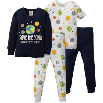 Gerberbaby Boystoddler Snug Fit 4-Piece Pajama Setblue Earth12 Months