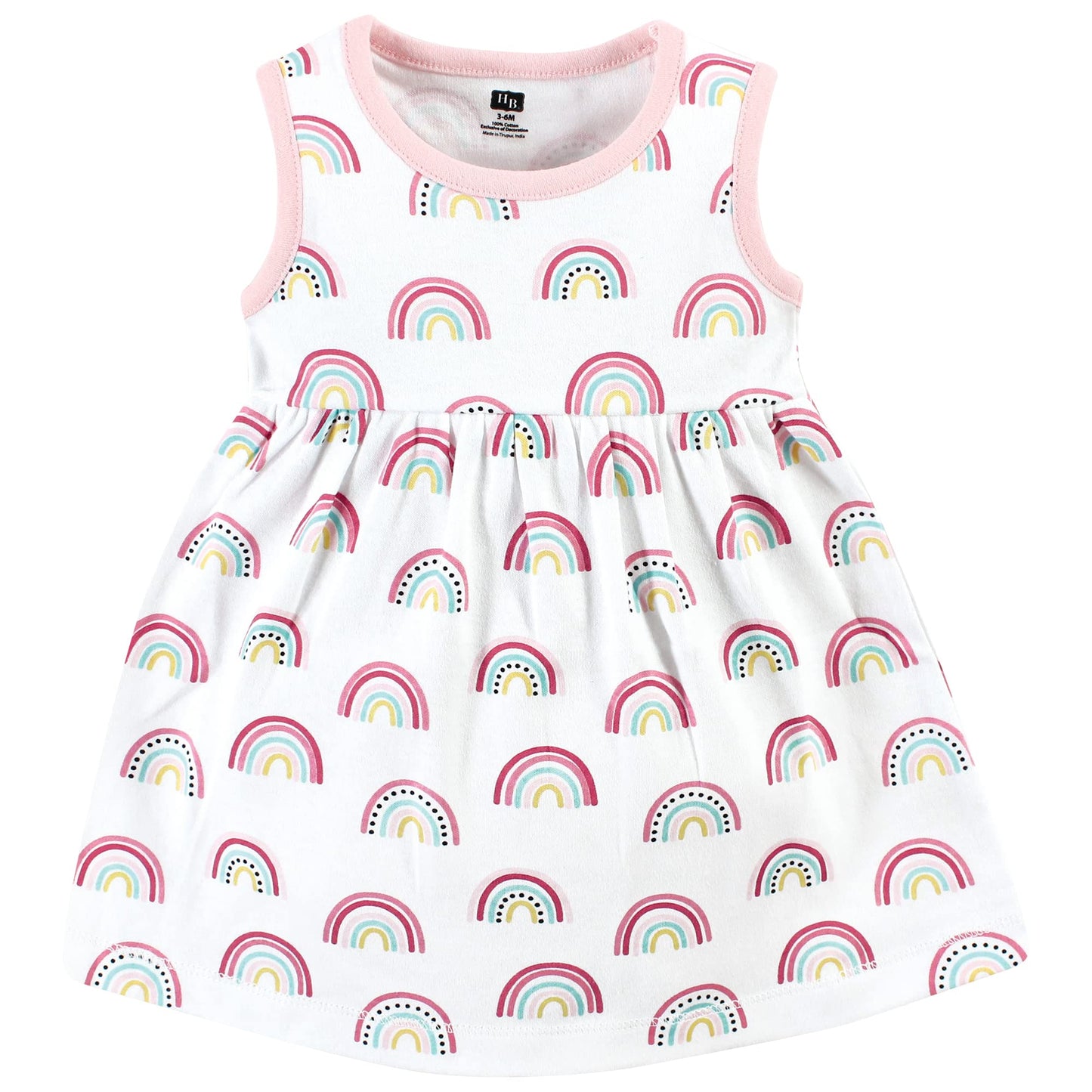 Hudson Baby Baby Girls' Cotton Dress And Cardigan Set, Modern Rainbow, 12-18 Months