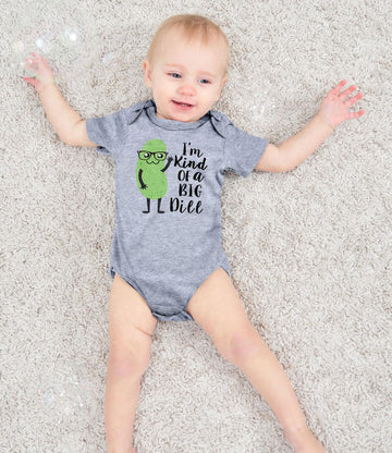 Unicomidea Newborn Boys Cotton Clothes Short Sleeves Baby Rompers I'M Kind Of A Big Dill Bodysuit 0-3 Months Clothes Bodysuit