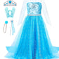 Esvaiy Girls Princess Elsa Dress Costume - Halloween Birthday Party Dress Up For Toddler Girl Kids 2T 3T 4T 5T 6T 7T 8T (7-8 Yea