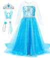 Esvaiy Girls Princess Elsa Dress Costume - Halloween Birthday Party Dress Up For Toddler Girl Kids 2T 3T 4T 5T 6T 7T 8T (7-8 Yea