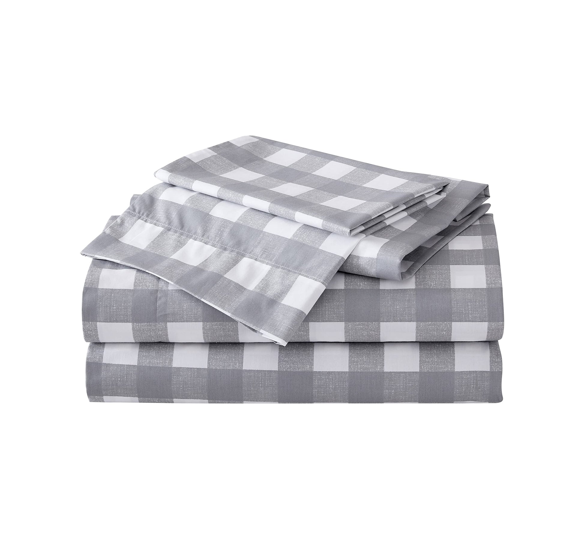 Eddie Bauer Home Sheets Cotton Percale Bedding Set, Crisp  Cool, Stylish Home Decor, Twin, Lakehouse Plaid Greywhite