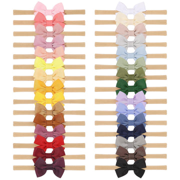 Doboi 30Pcs Baby Girls Headbands Hair Bows Nylon Grosgrain Ribbon Hairbands Solid Color Handmade Hair Accessories For Newborn In