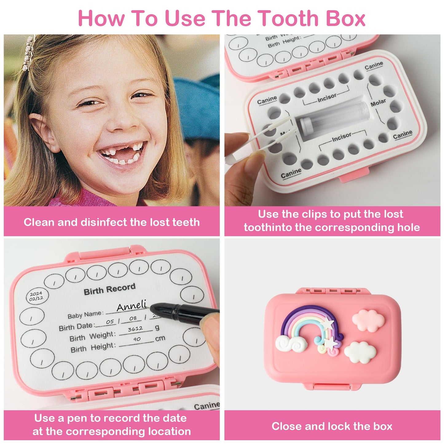 Iweener Baby Tooth Souvenir Box,Tooth Saver Tooth Container For,Lost Teeth,Teeth Storage Holder For Tooth,Fairytoothsaver,Preser