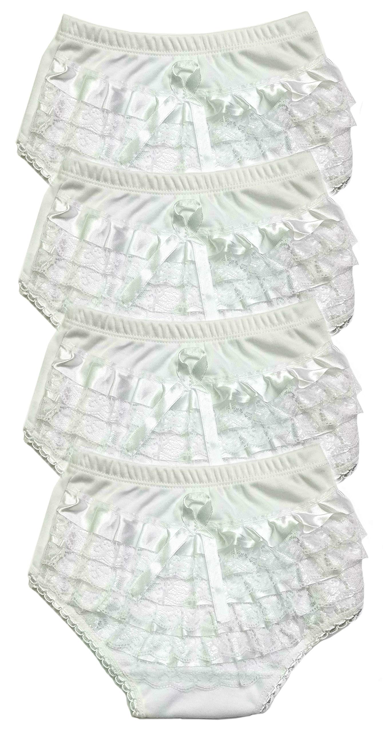 B-One Kids Baby Girls 100% Cotton Diaper Cover Bloomers 4 Pack (Size 5, White)
