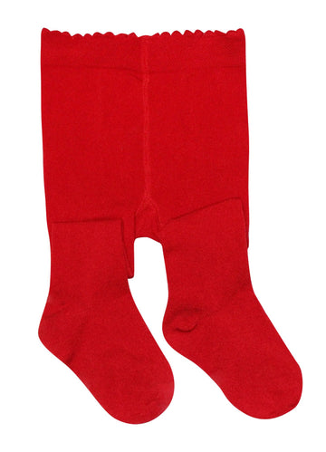 Bear Mum Baby Girls' Seamless Organic Cotton Tights Red, Red, Size 6-12Month