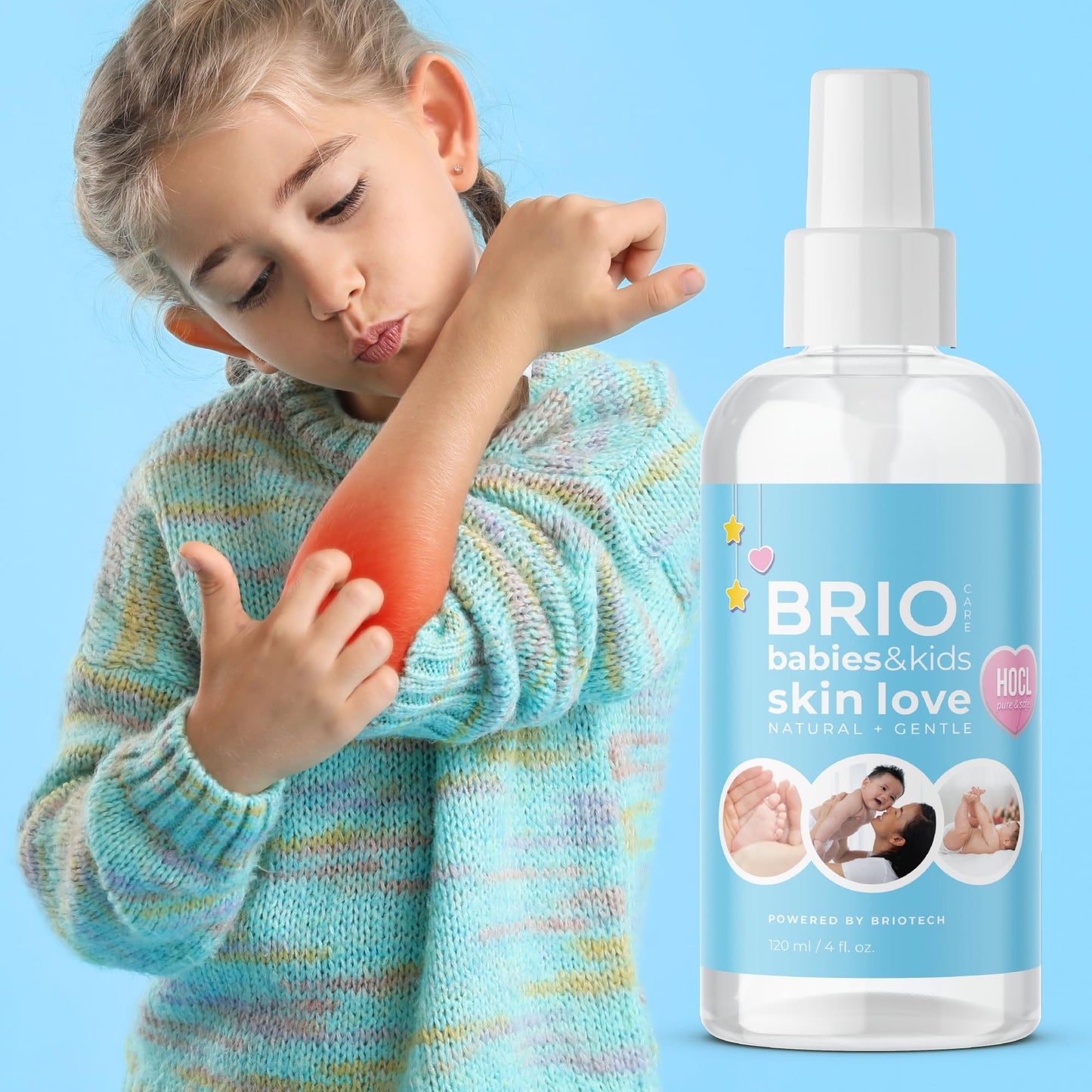 Briotech Babies & Kids Skin Love, Soothing Hypochlorous Acid Spray, Pure Hocl For Sensitive Skin, Calm Redness & Bumps, Support