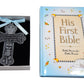 Baby Boy First Bible and 4  Pewter Baptism Guardian Angel Crib Cross (Original Version)