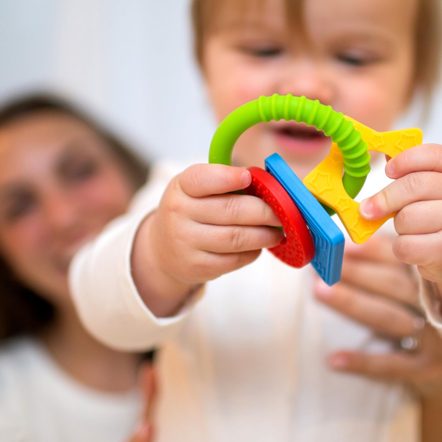 Dr. Browns Learning Loop Baby Teether Ring, Multiple Shapes and Textures, 100% Silicone, BPA-Free, 3m+