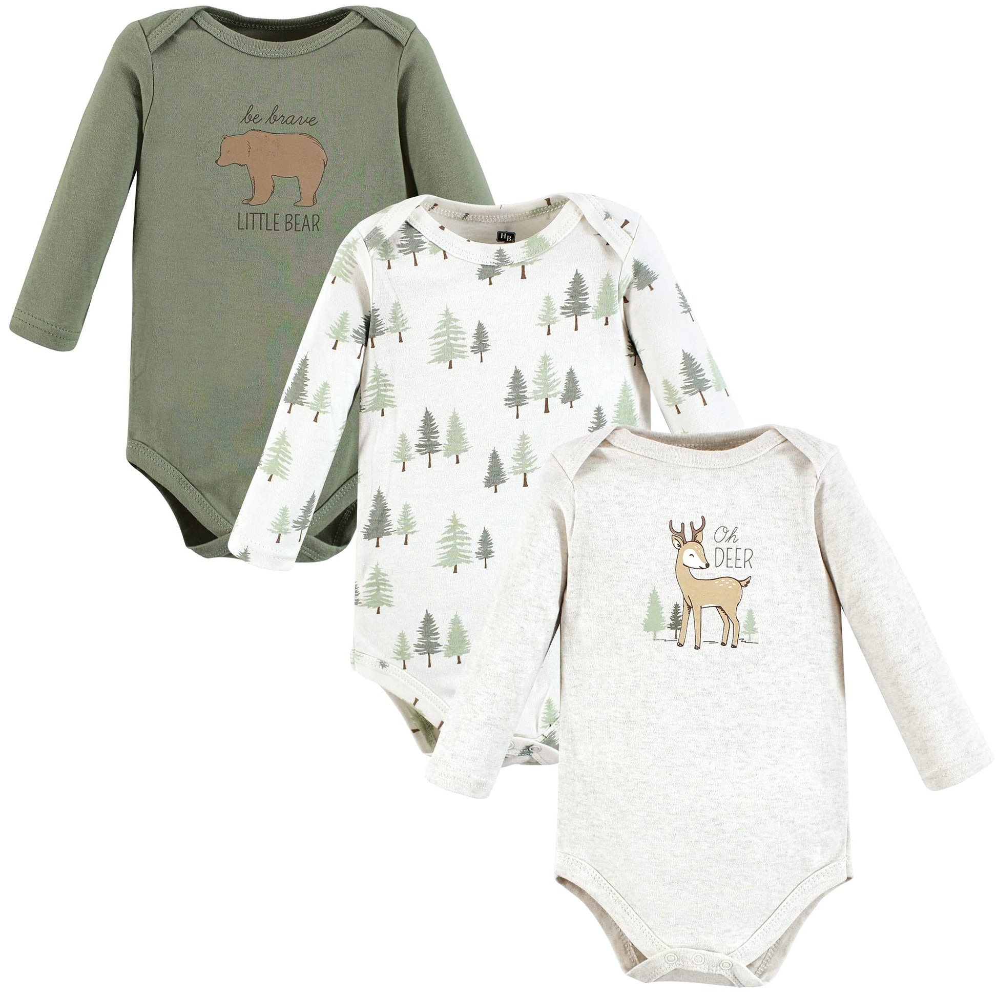 Hudson Baby Baby Girls Cotton Long-Sleeve Bodysuits And Toddler T Shirt Set, Forest Deer 3-Pack, 6-9 Months Us