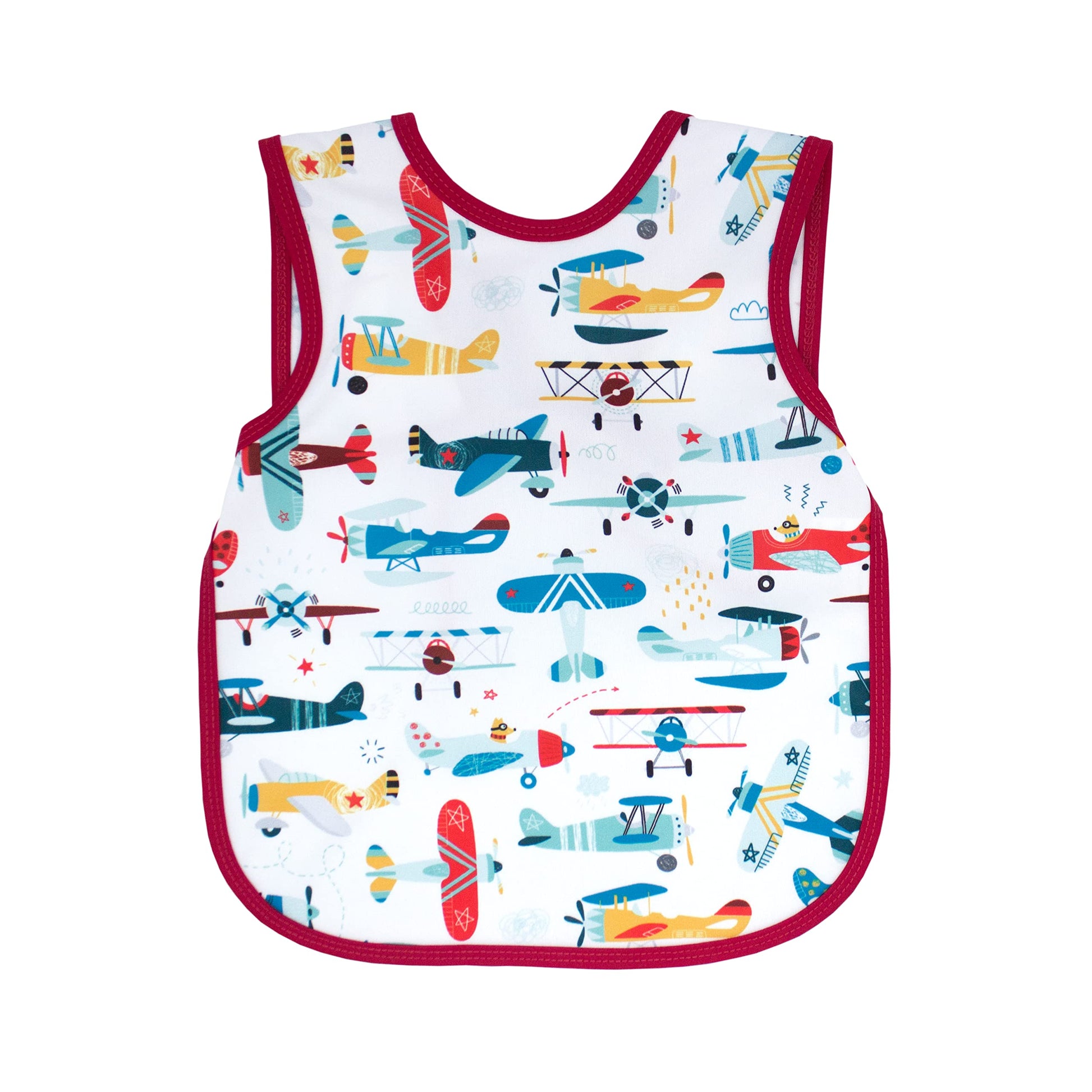 Bapronbaby Retro Airplanes Bapron - No Neck Tie Safer Bib For Baby & Toddler - Soft Waterproof Stain Resistant - Machine Washabl